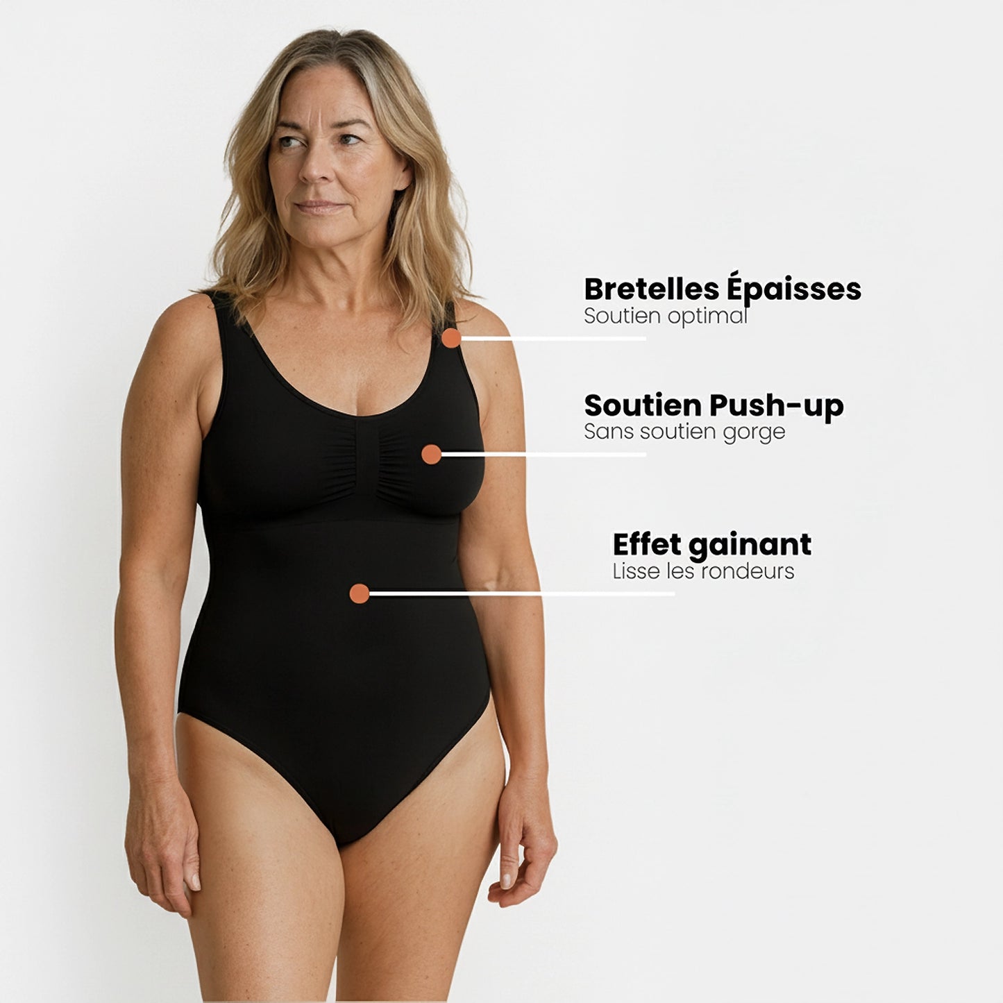 Clari | Tuta modellante con spalline larghe