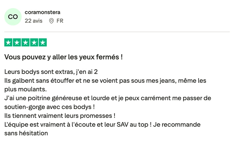 Avis client Trustpilot