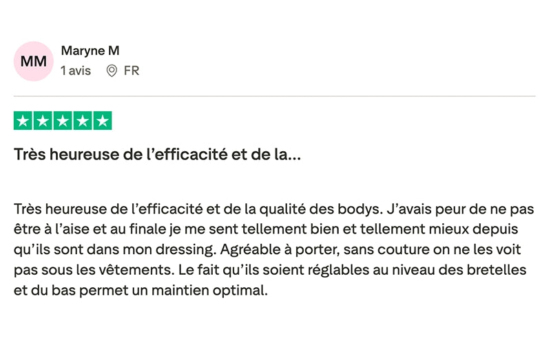 Avis client Trustpilot