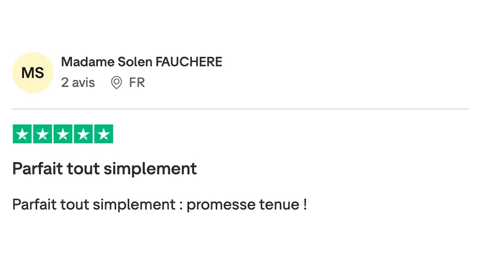 Avis client Trustpilot