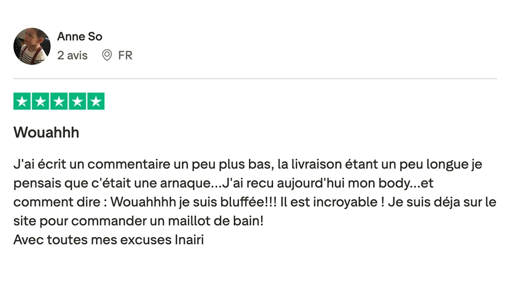 Avis client Trustpilot