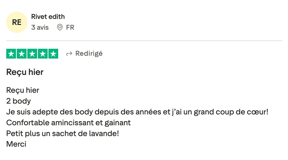 Avis client Trustpilot